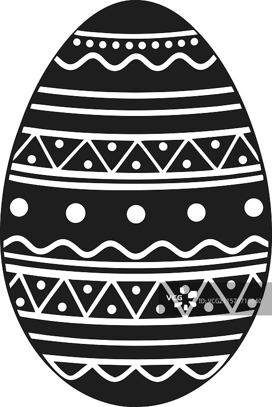 黑色复活节彩蛋轮廓，复杂的装饰图案图片素材