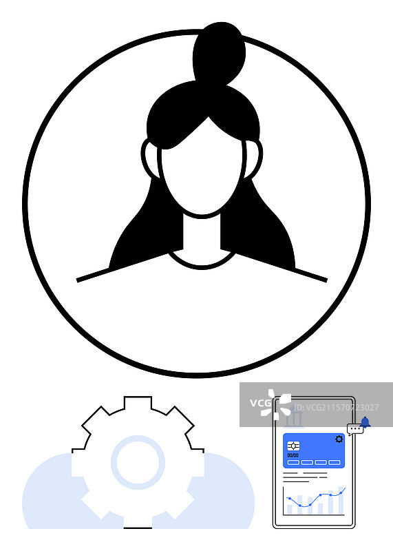 带齿轮和数字文档的个人头像图片素材