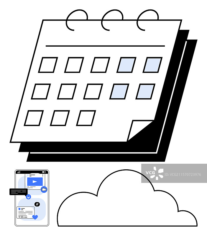 带有事件通知的日历云端图片素材
