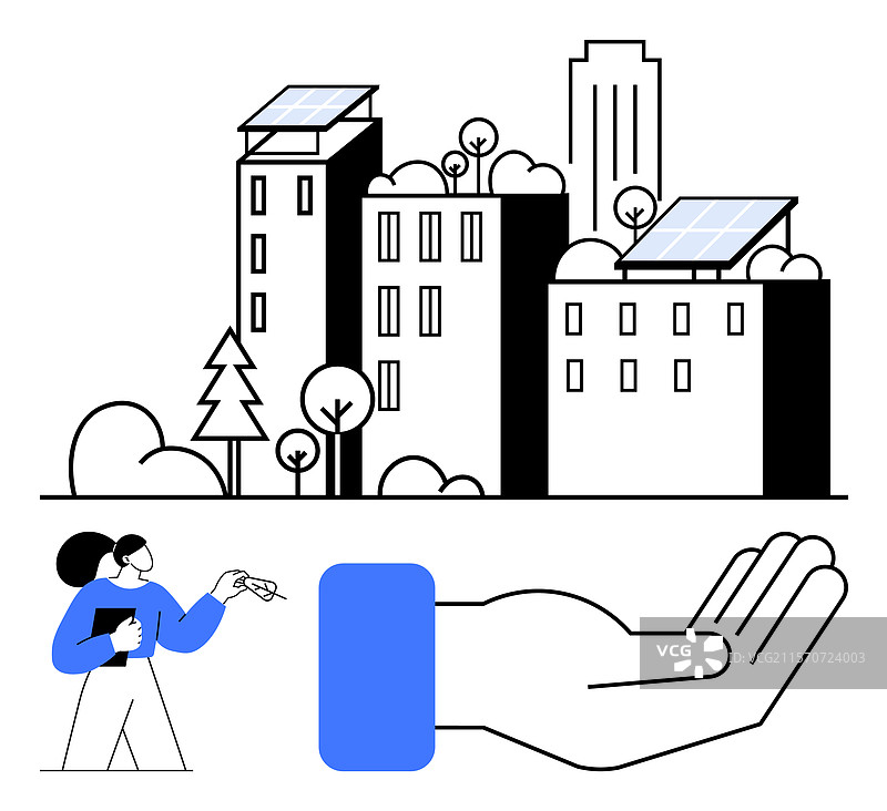 可持续未来概念与太阳能驱动图片素材