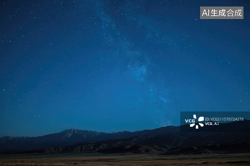 【AI数字艺术】沙漠山脉上的银河图片素材