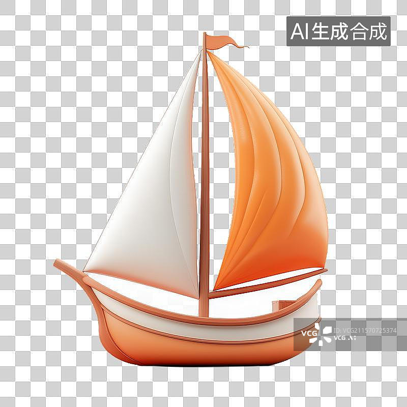 【AI数字艺术】橙色帆船插图图片素材
