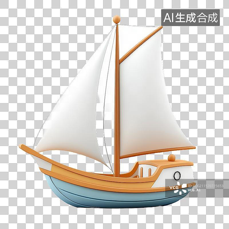 【AI数字艺术】卡通风格的帆船模型图片素材