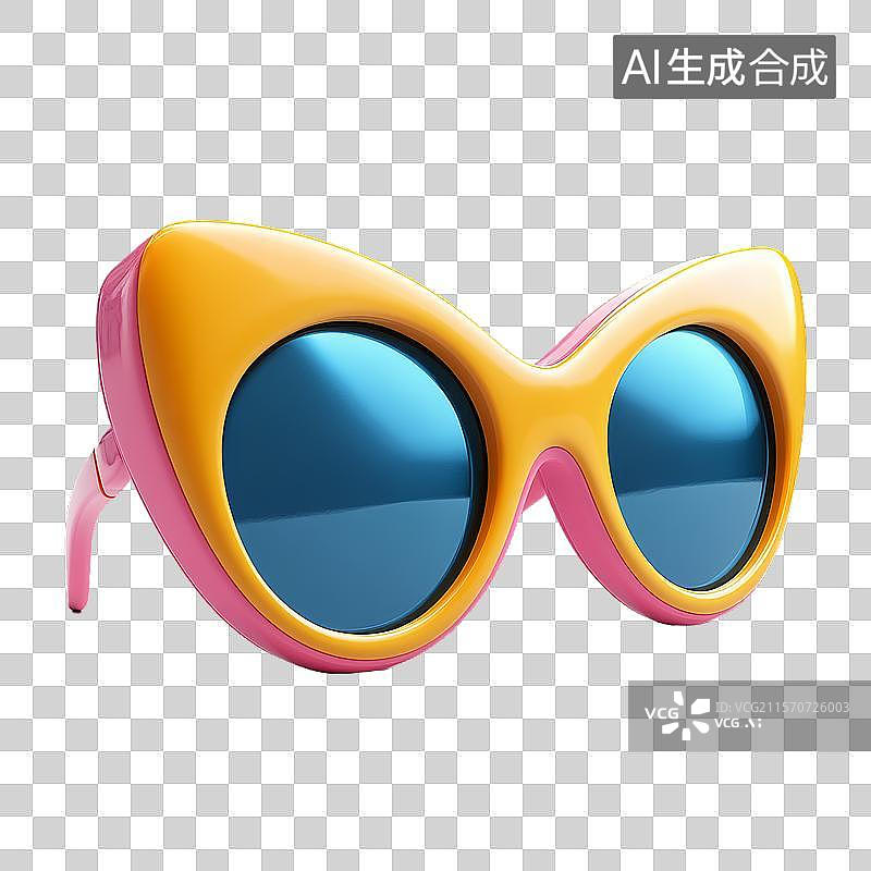 【AI数字艺术】橙粉渐变猫眼太阳镜图片素材