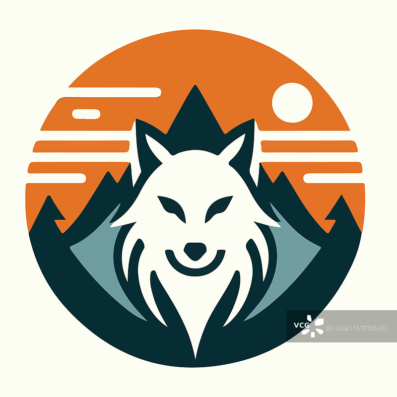 凶猛的日落狼头与山景图片素材