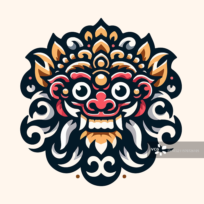 传统巴厘岛面具设计：凶猛的巴龙面具图片素材