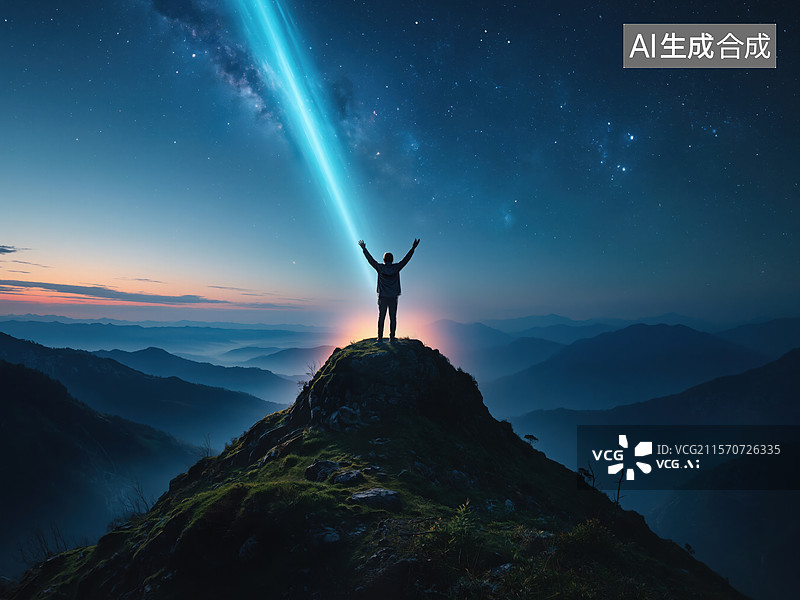 【AI数字艺术】山顶星空梦想图片素材