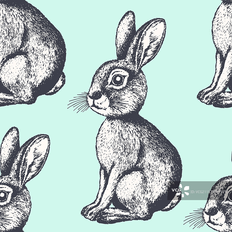 可爱兔子的无缝剪影图案图片素材