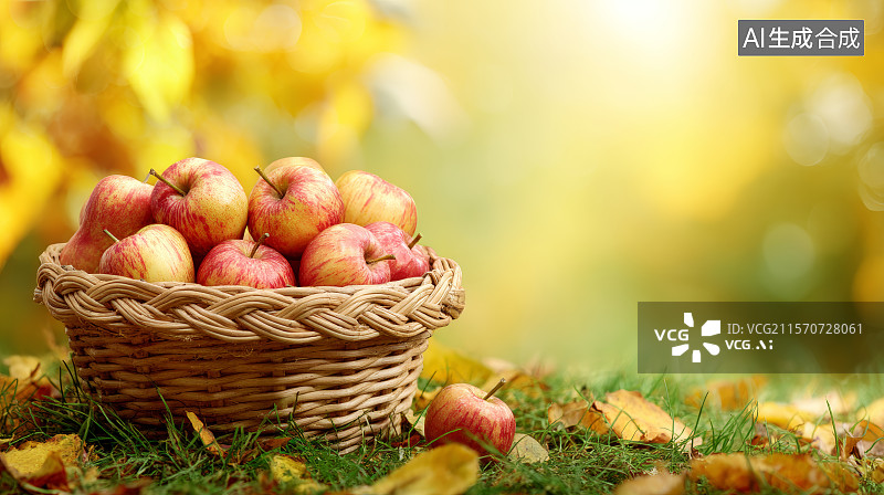 【AI数字艺术】一筐丰收的苹果图片素材