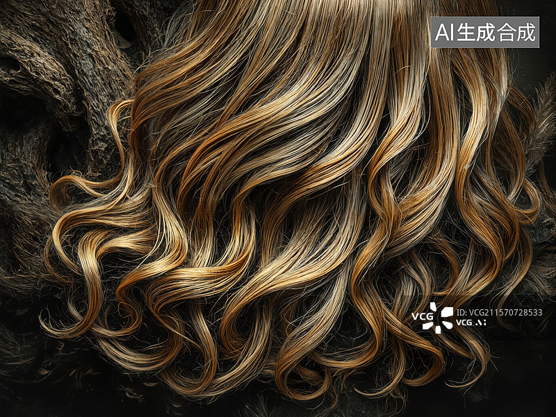 【AI数字艺术】金色卷发特写图片素材