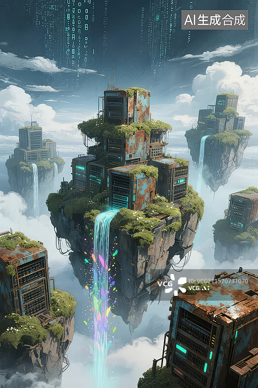 【AI数字艺术】未来科技浮岛图片素材