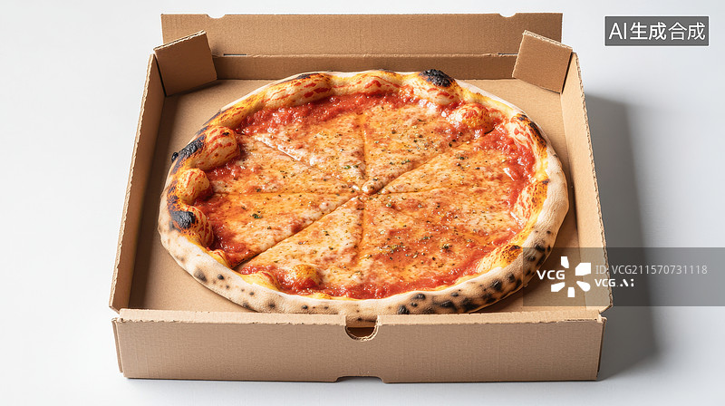【AI数字艺术】盒装披萨，切片整齐摆放图片素材