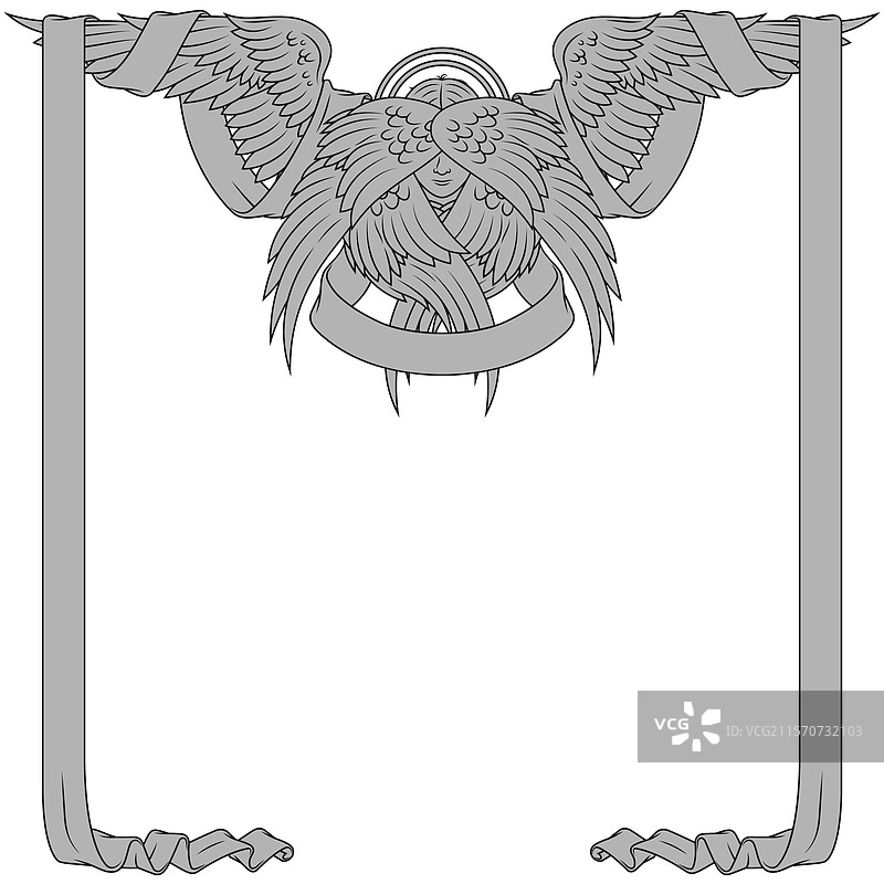 六翼天使被丝带环绕图片素材