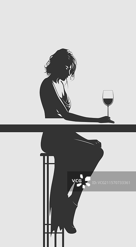 酒吧里拿着一杯酒的女孩图片素材