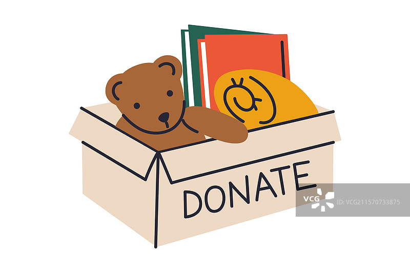 装有捐赠标签的纸箱图片素材