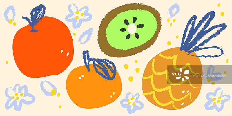 热带水果的丝网印刷组合图片素材