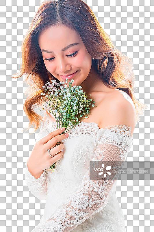 幸福甜蜜的新郎和新娘图片素材