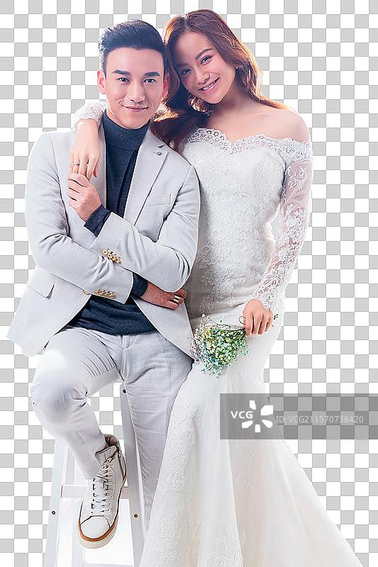 幸福甜蜜的新郎和新娘图片素材