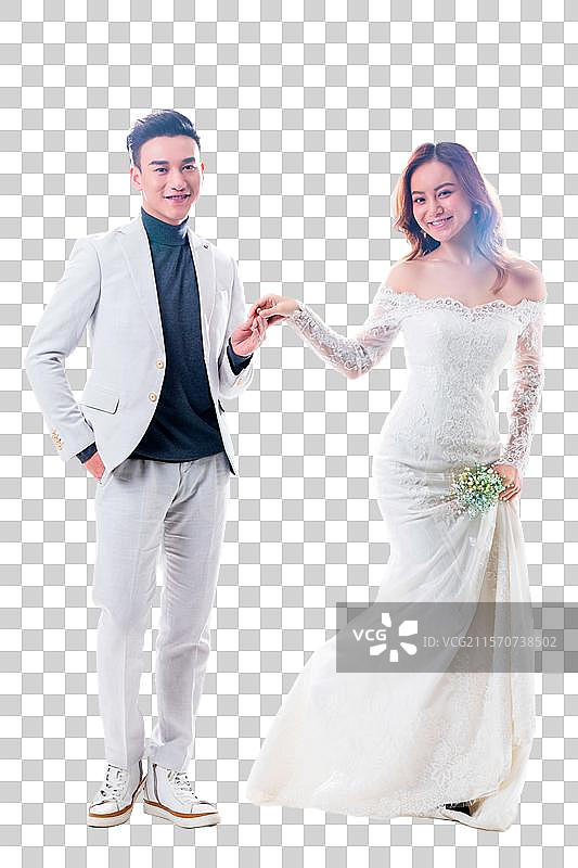 幸福甜蜜的新郎和新娘图片素材