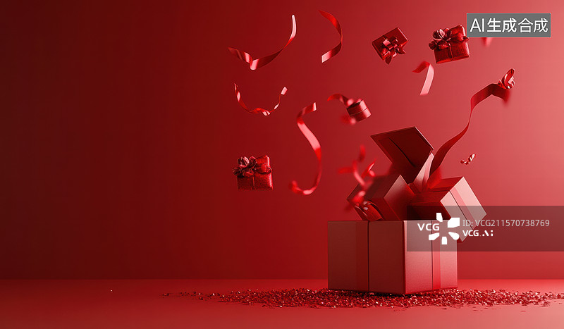 【AI数字艺术】节日礼物惊喜瞬间图片素材