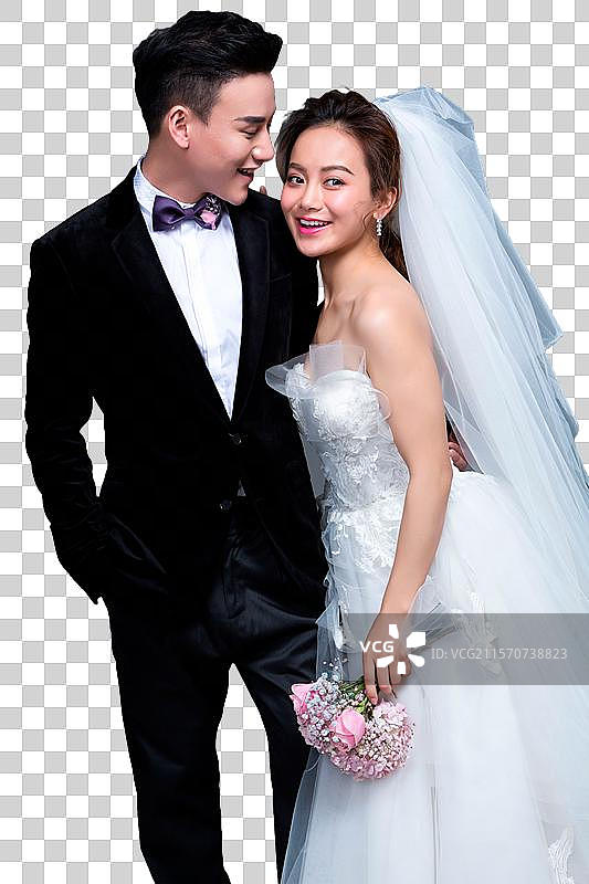 幸福甜蜜的新郎和新娘图片素材