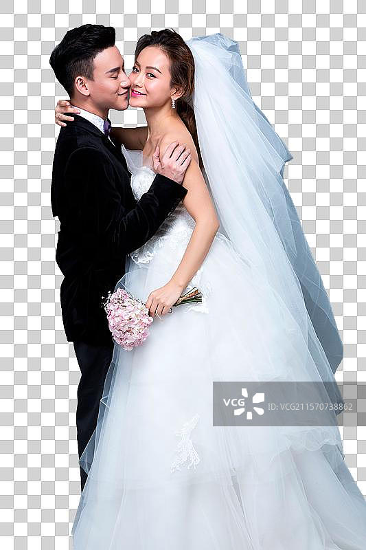 幸福甜蜜的新郎和新娘图片素材