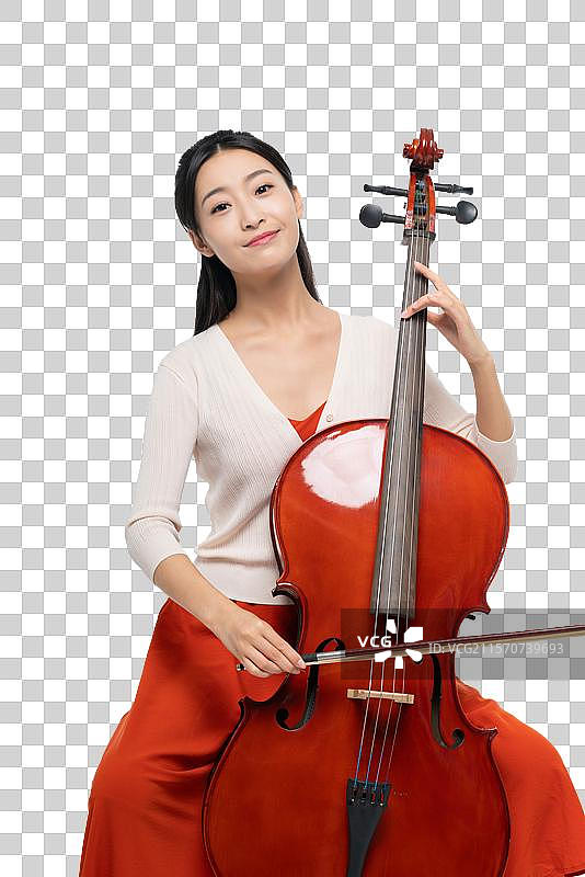 年轻女子和大提琴图片素材
