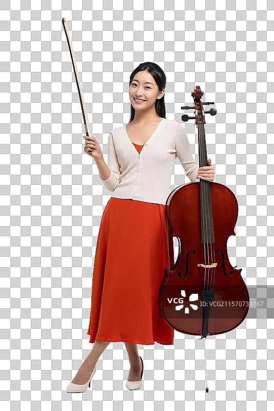 年轻女子和大提琴图片素材