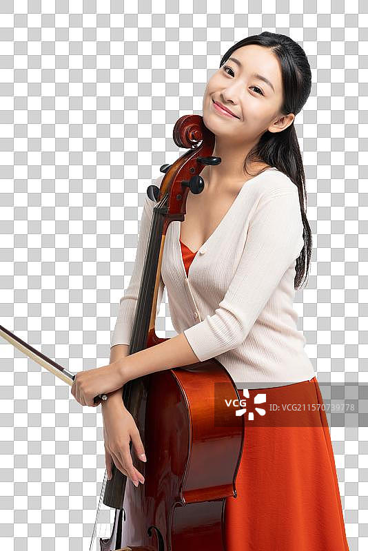 年轻女子和大提琴图片素材