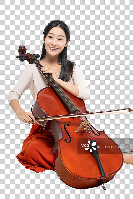 年轻女子和大提琴图片素材