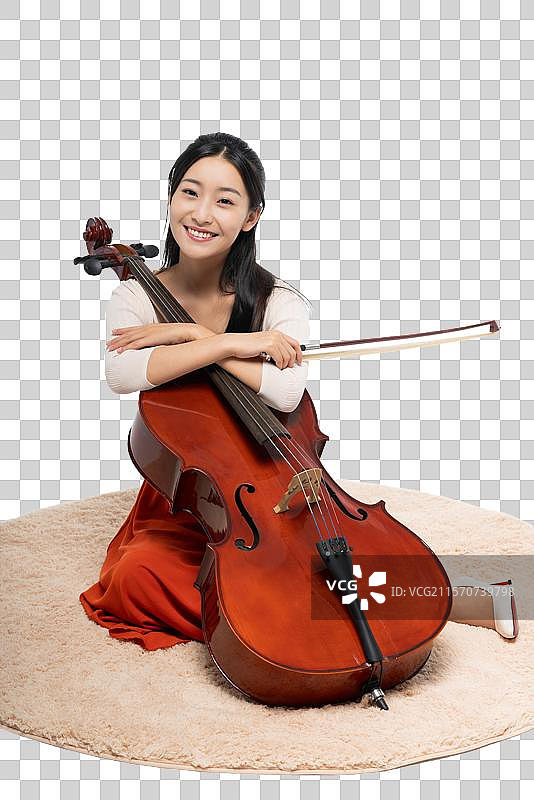 年轻女子和大提琴图片素材