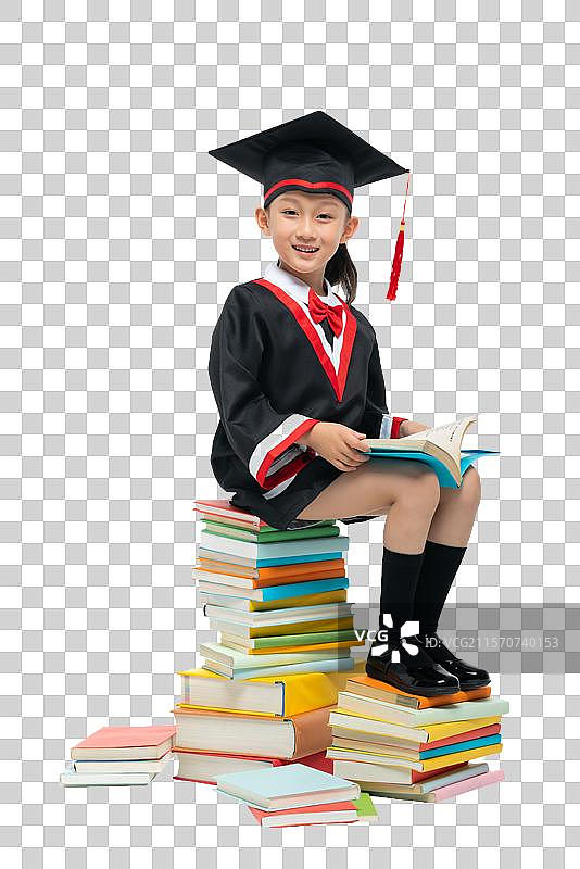 带着博士帽的女孩图片素材