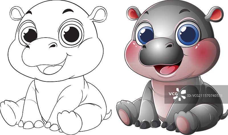 可爱的小河马，拥有大眼睛和微笑图片素材