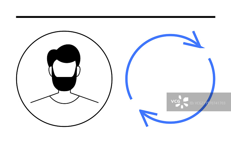 带有圆形箭头的个人头像表示图片素材