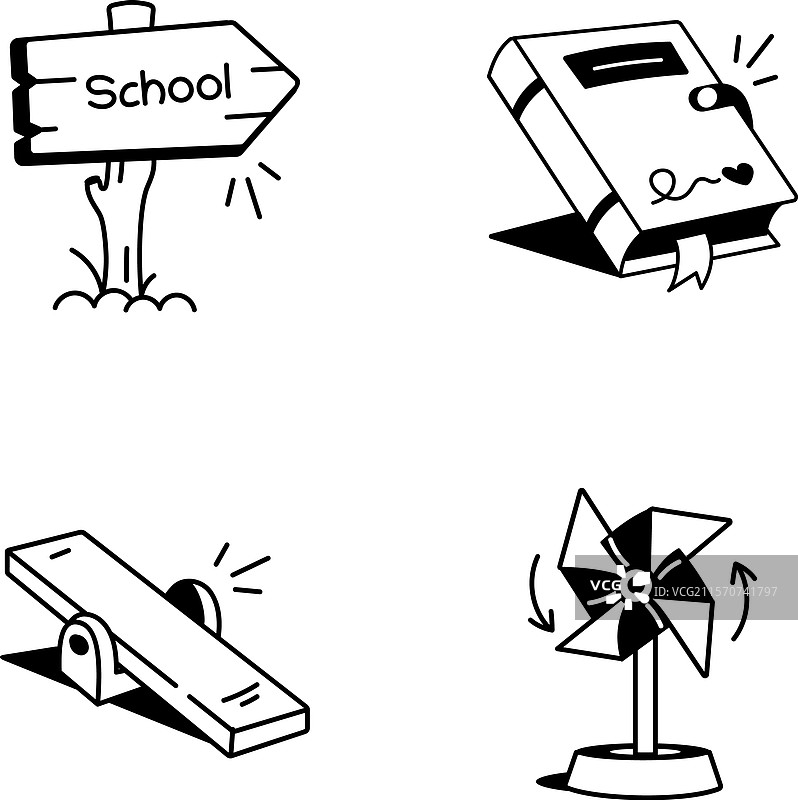 手绘学校图标包图片素材