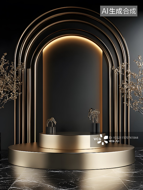 【AI数字艺术】奢华展示舞台图片素材