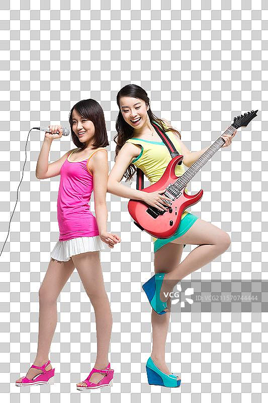 棚拍时尚活力年轻人弹吉他唱歌图片素材