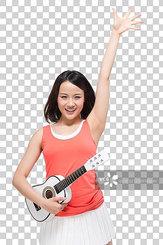 棚拍时尚活力年轻人弹吉他图片素材