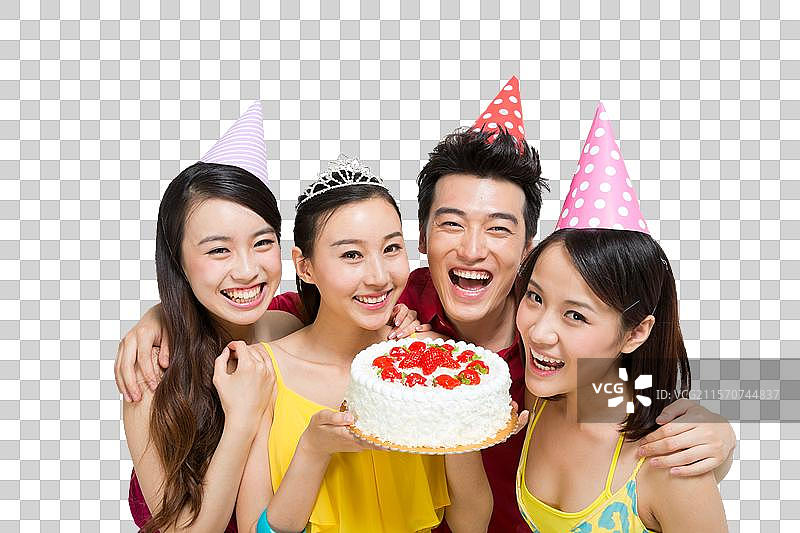 棚拍时尚年轻人欢乐生日聚会图片素材