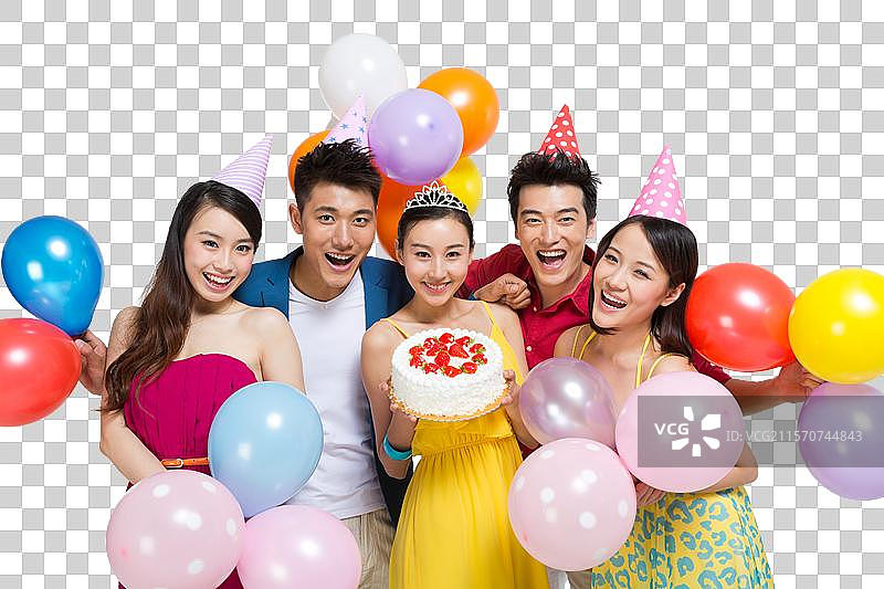 棚拍时尚年轻人欢乐生日聚会图片素材