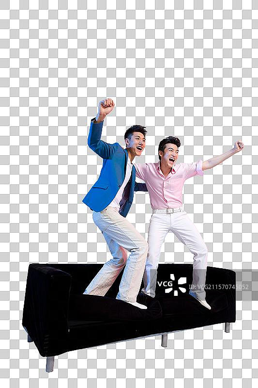 棚拍时尚活力年轻人激动欢呼图片素材