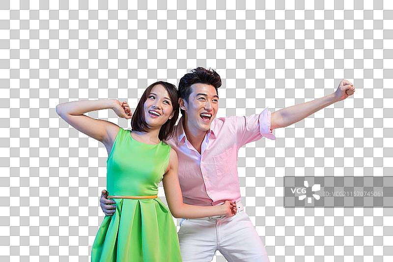 棚拍时尚活力年轻人激动欢呼图片素材