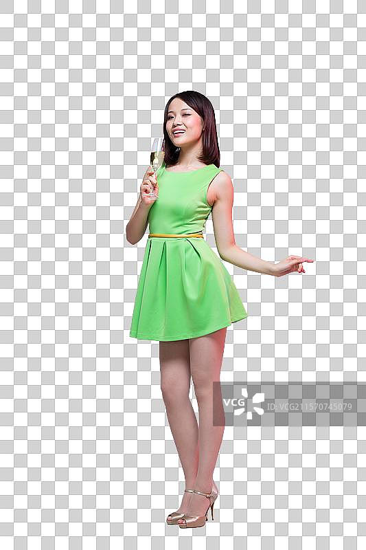 棚拍时尚活力年轻人拿着香槟杯图片素材