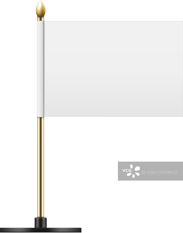 白色背景上孤立的坚固底座上的桌旗图片素材