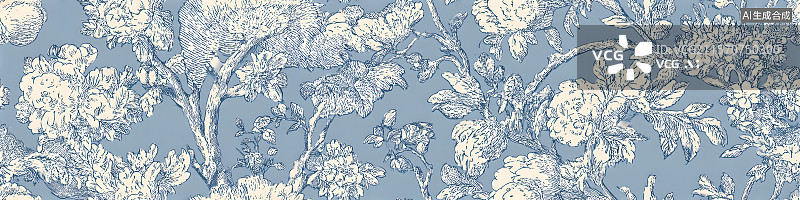 【AI数字艺术】纹样 花朵 优雅 蓝色图片素材
