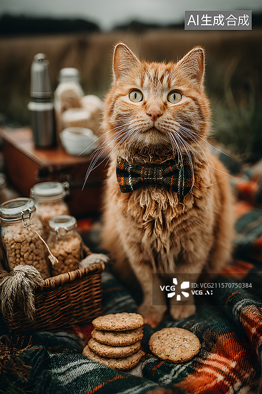 【AI数字艺术】野餐 猫咪图片素材