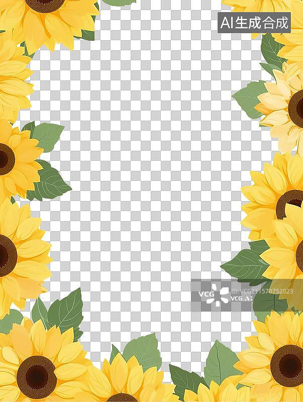 【AI数字艺术】夏至儿童节志愿者活动向日葵免抠边框装饰图片素材