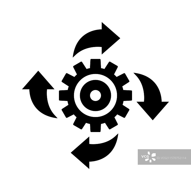 带有旋转箭头的齿轮图片素材