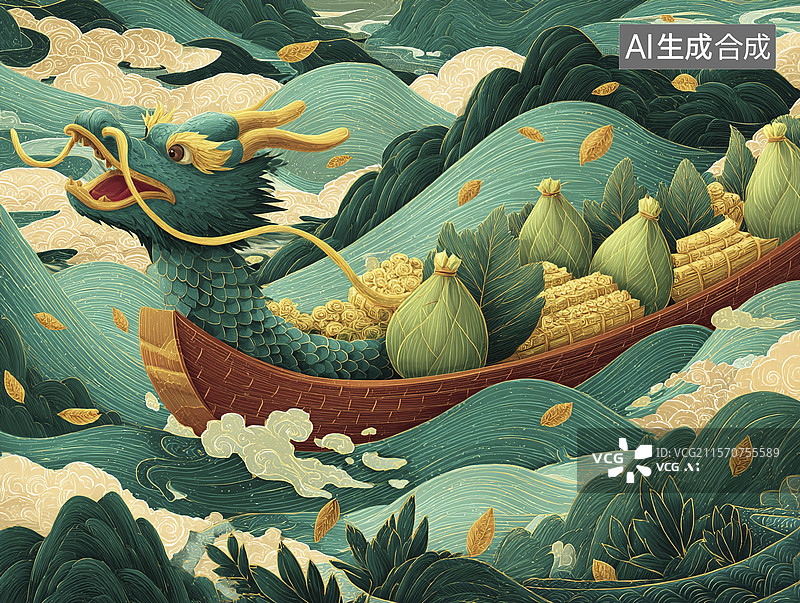 【AI数字艺术】龙舟节庆龙舟图片素材