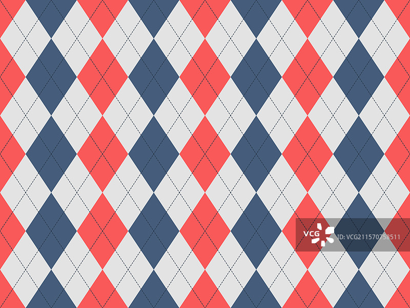 鲜艳的珊瑚色、海军蓝和白色的菱形图案图片素材